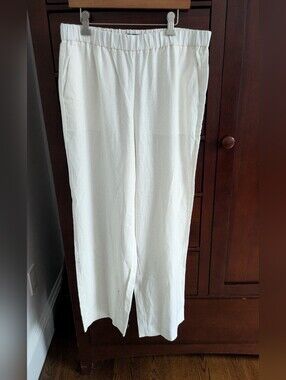 NWT Banana Republic White Linen Summer Pants, Sz Medium Petite